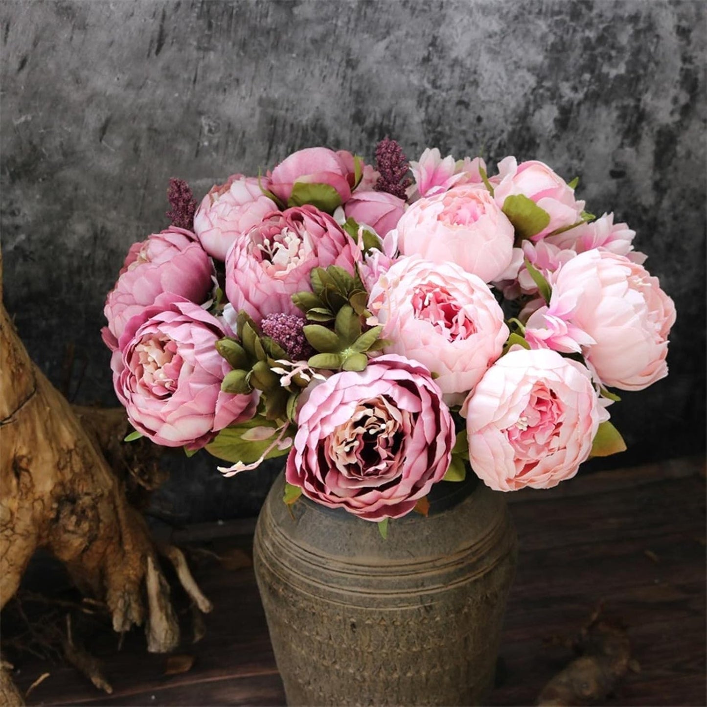 Uniquelina – Bouquet de pivoines artificielles en soie, 1 lot, accessoires de décoration pour la maison, fausses plantes pour fête de mariage, DIY