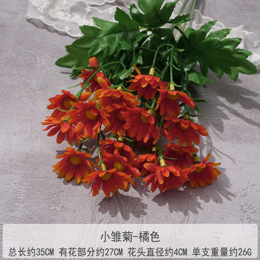 Uniquelina High Quality Single Artificial Ball Chrysanthemum Silk Chrysanthemum with Flocking Stems Flowers for Decoration