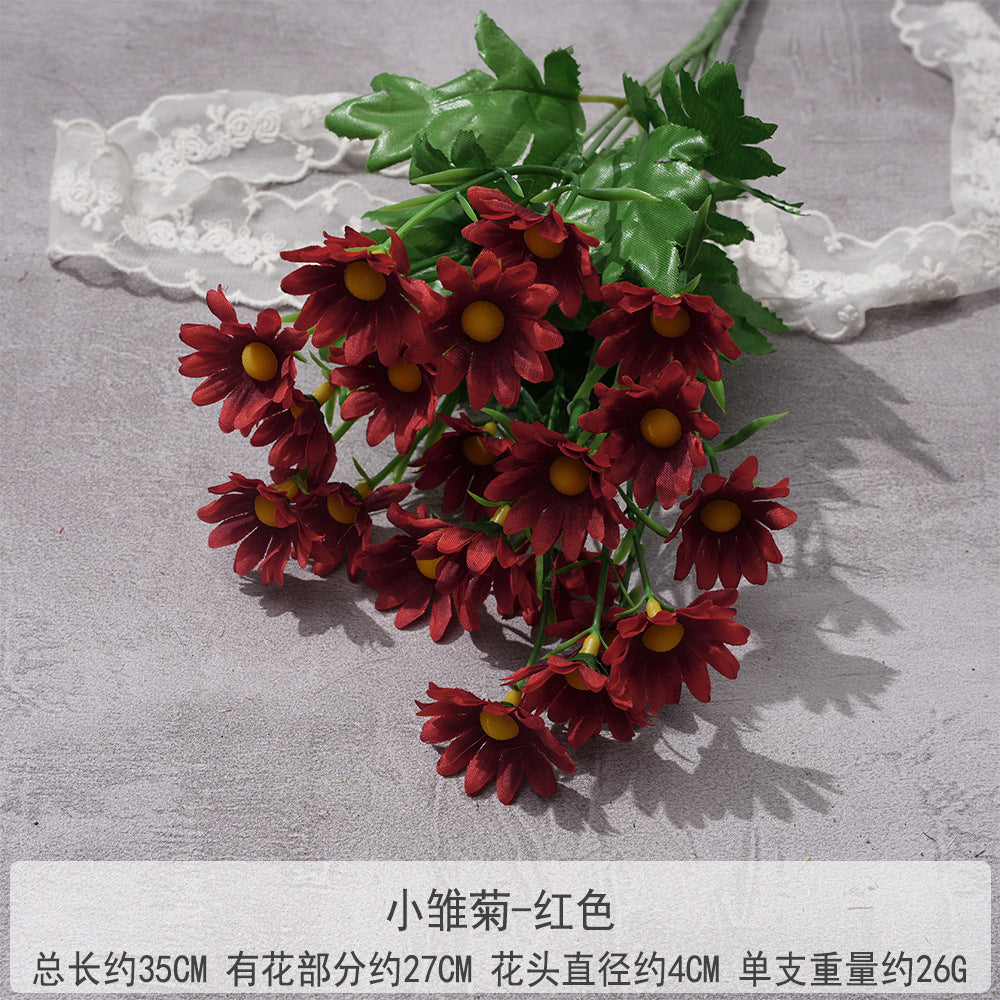 Uniquelina High Quality Single Artificial Ball Chrysanthemum Silk Chrysanthemum with Flocking Stems Flowers for Decoration