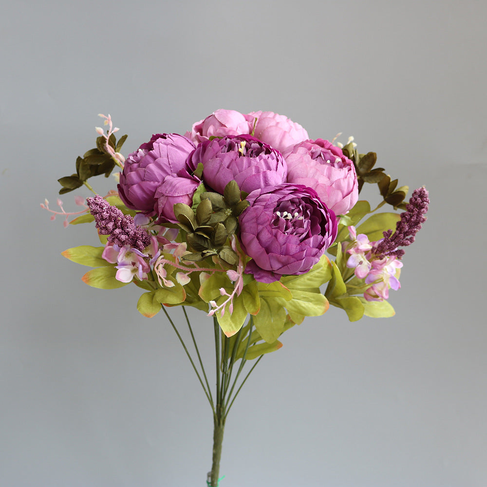 Uniquelina – Bouquet de pivoines artificielles en soie, 1 lot, accessoires de décoration pour la maison, fausses plantes pour fête de mariage, DIY