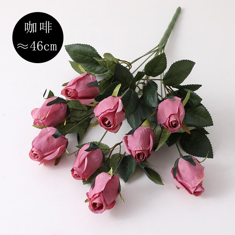 Uniquelina White Rose Artificial Flowers Bunch for Home Decoration, 9 Flower Heads in a 1 Bunch with Stem