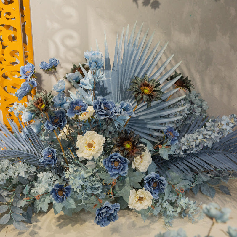 Fleurs artificielles de mariage série bleue, arrangements de centres de table, fleurs de fête de rêve, fête prénatale, décorations de rêve bleues pour la maison (bleu)