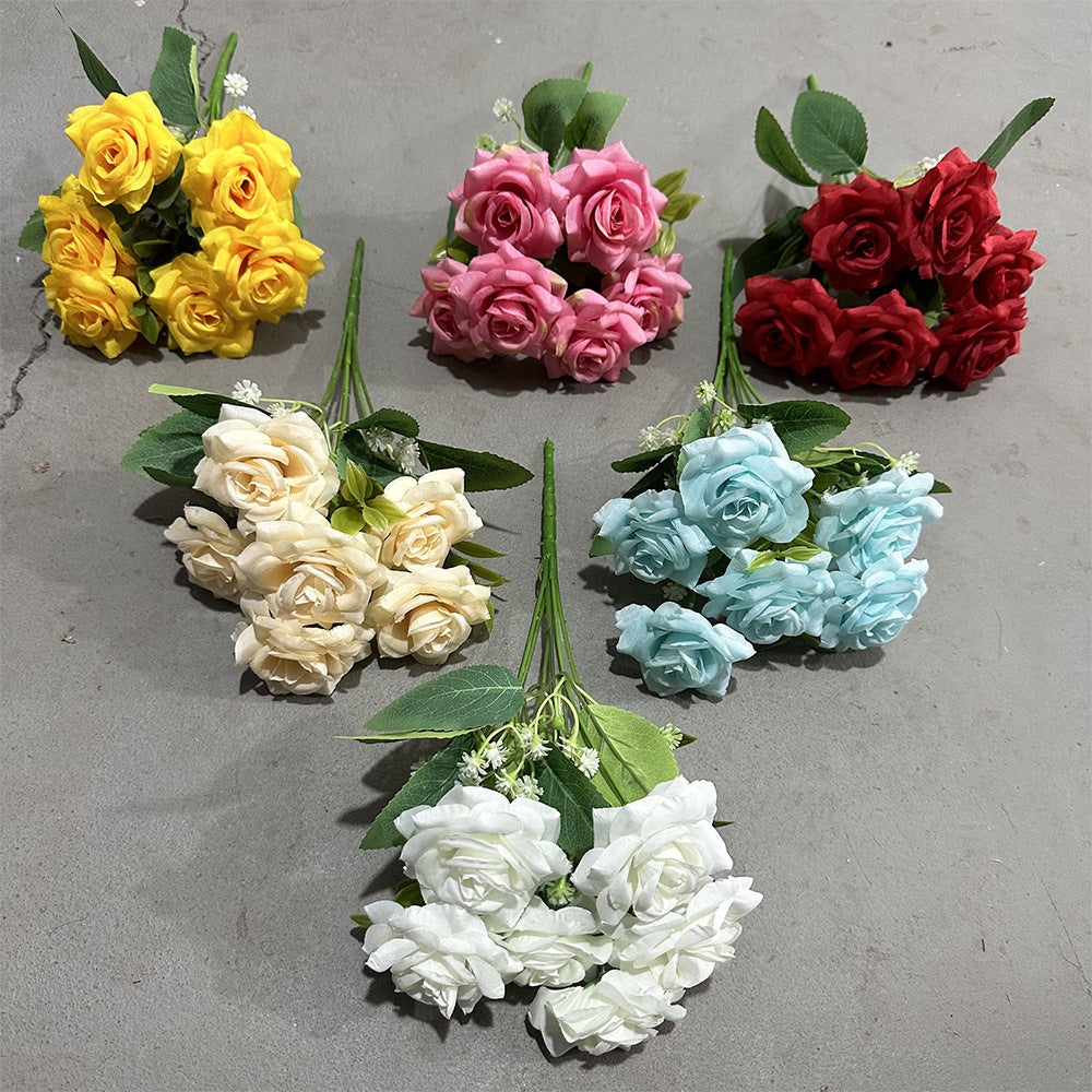 Uniquelina – roses artificielles à 6 têtes, fausses roses rouges en soie avec tige, cadeau Floral pour arrangement de mariage, décoration de maison, fête