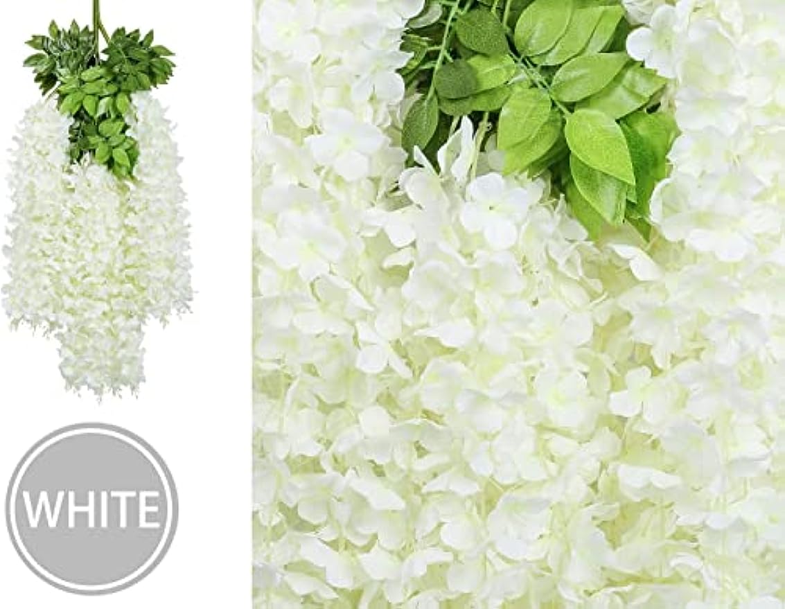 Wisteria Hanging Flowers 12 Pack Fake Flower Garland Artificial Wisteria Vines Rattan Silk Flower String Wedding Party Wall Decorations,Bluetions DIY Scrapbook Supplies
