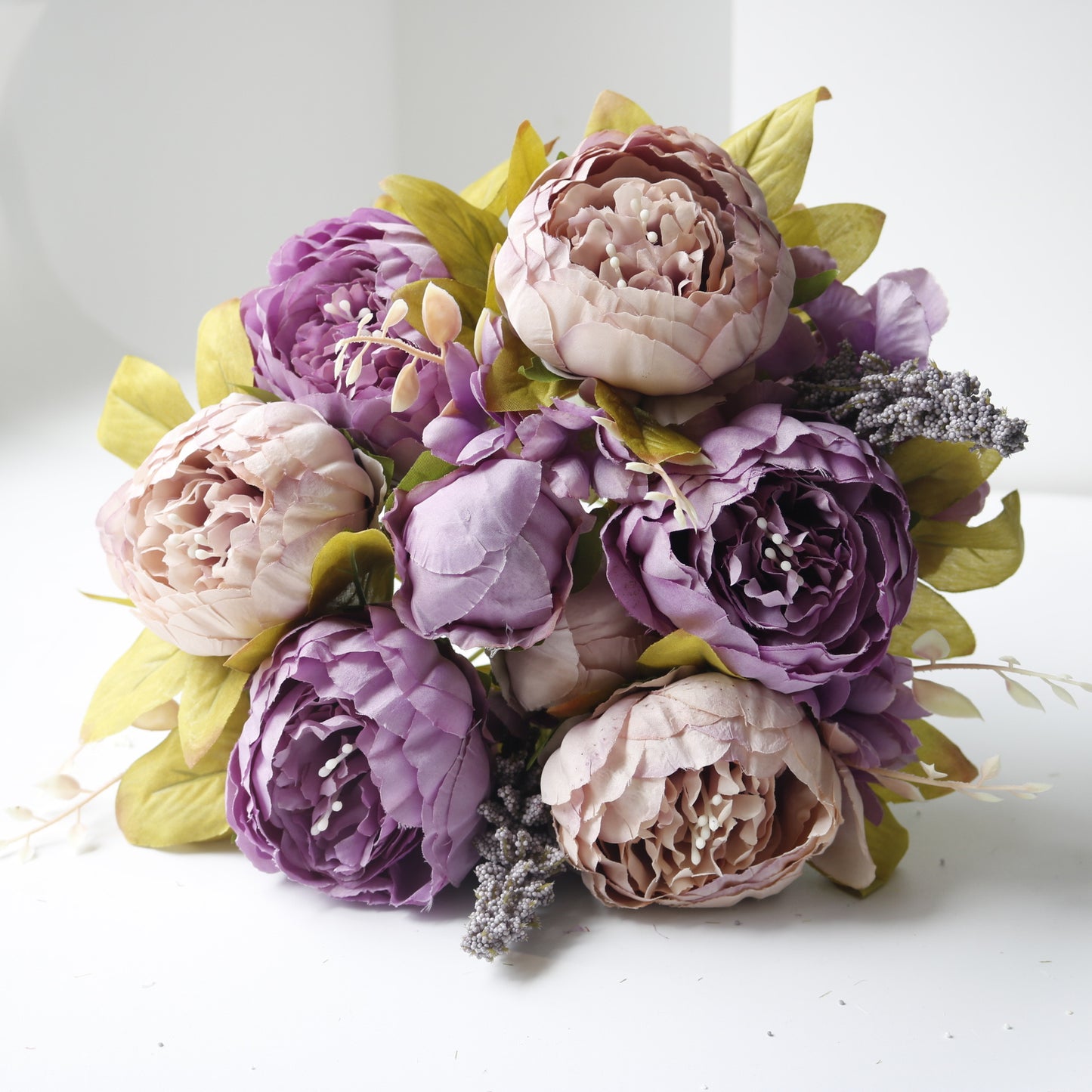 Uniquelina – Bouquet de pivoines artificielles en soie, 1 lot, accessoires de décoration pour la maison, fausses plantes pour fête de mariage, DIY