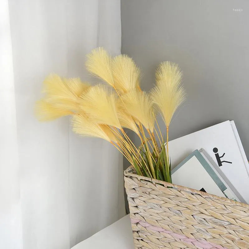 Uniquelina Decorative Flowers Artificial Pampas Grass Bouquet Home Decor Fake Flower Garden Plant Accessories Reed For Wedding Party Decoration
