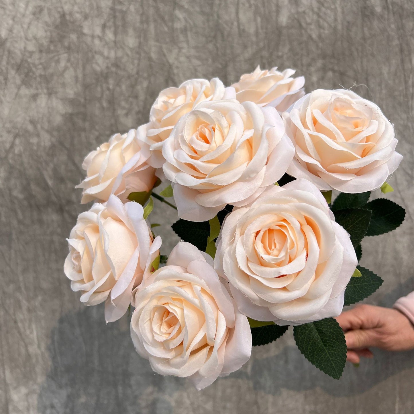 Uniquelina Artificial Rose and Flower Bouquets 9 Bunches Fake Summer Flowers Outdoor Greenery Decor for Wedding Home Office-Orange