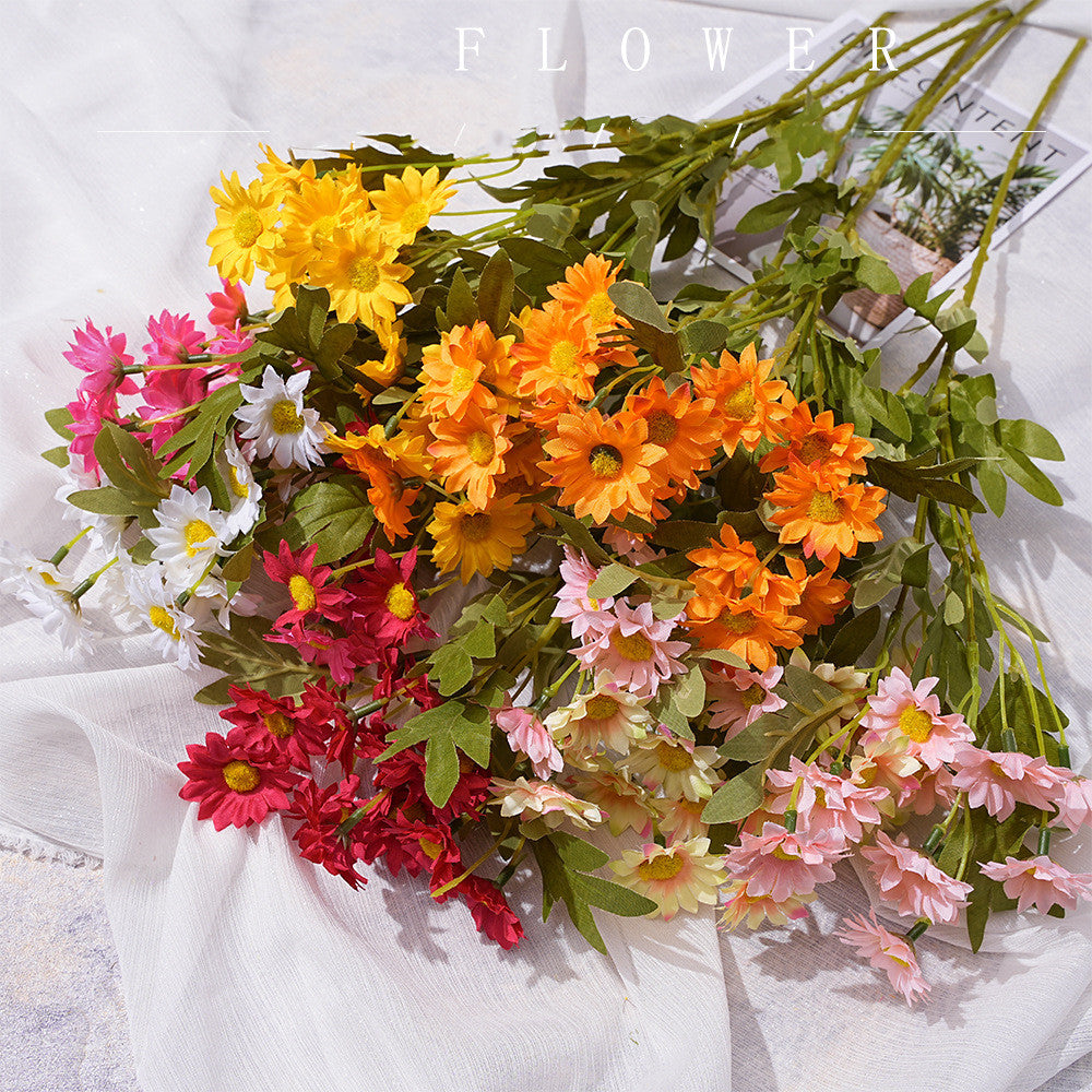 Uniquelina High Quality Single Artificial Ball Chrysanthemum Silk Chrysanthemum with Flocking Stems Flowers for Decoration