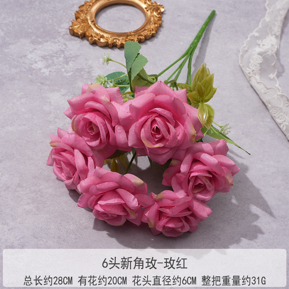 Uniquelina – roses artificielles à 6 têtes, fausses roses rouges en soie avec tige, cadeau Floral pour arrangement de mariage, décoration de maison, fête
