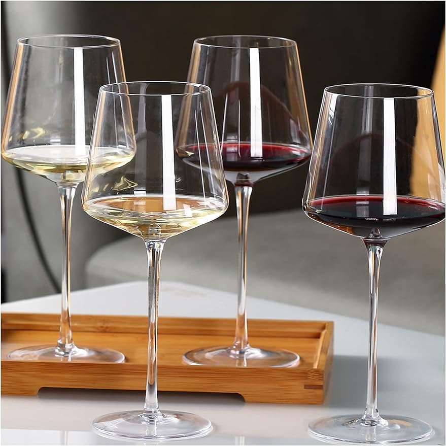 Wine glasses Crystal Square wine glasses with flat bottom,Big wine glasses for full-bodied wine gifts for Wedding,Bridal Shower 500ml-855ml