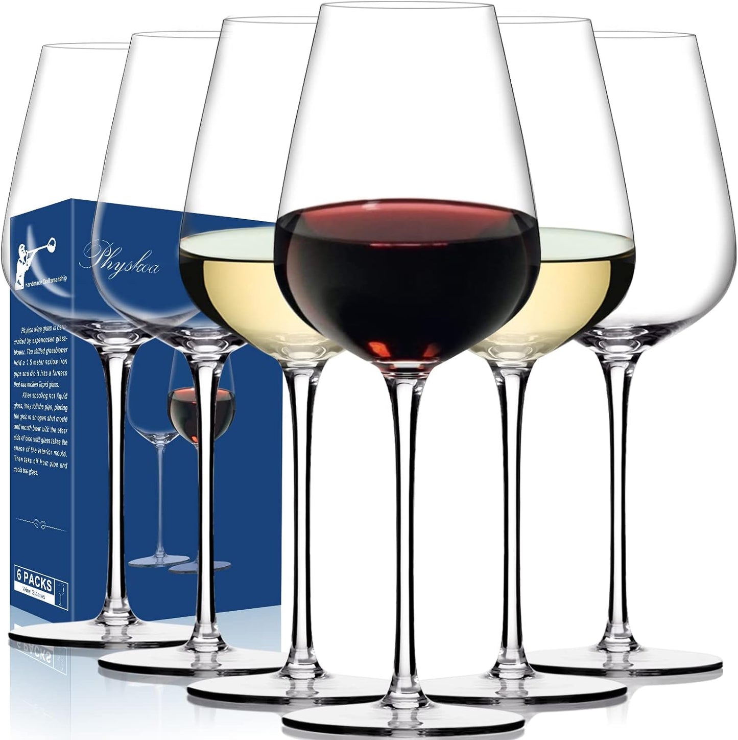Wine glasses Crystal Square wine glasses with flat bottom,Big wine glasses for full-bodied wine gifts for Wedding,Bridal Shower 500ml-855ml