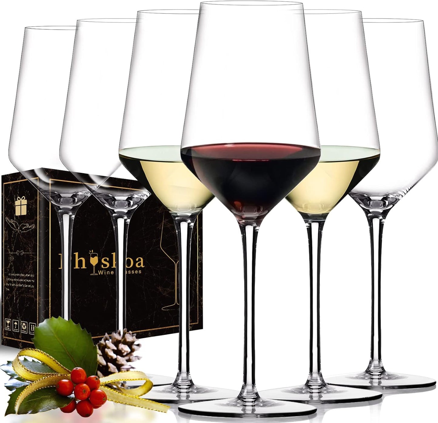 Wine glasses Crystal Square wine glasses with flat bottom,Big wine glasses for full-bodied wine gifts for Wedding,Bridal Shower 500ml-855ml