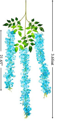 Wisteria Hanging Flowers 12 Pack Fake Flower Garland Artificial Wisteria Vines Rattan Silk Flower String Wedding Party Wall Decorations,Bluetions DIY Scrapbook Supplies