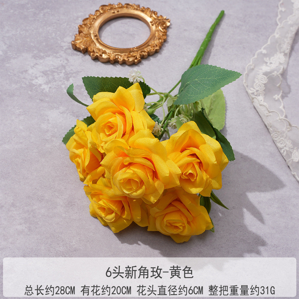 Uniquelina – roses artificielles à 6 têtes, fausses roses rouges en soie avec tige, cadeau Floral pour arrangement de mariage, décoration de maison, fête