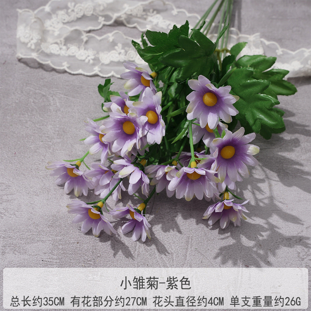 Uniquelina High Quality Single Artificial Ball Chrysanthemum Silk Chrysanthemum with Flocking Stems Flowers for Decoration