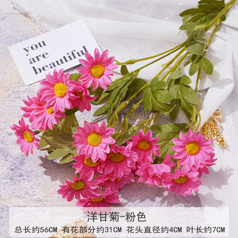 Uniquelina High Quality Single Artificial Ball Chrysanthemum Silk Chrysanthemum with Flocking Stems Flowers for Decoration