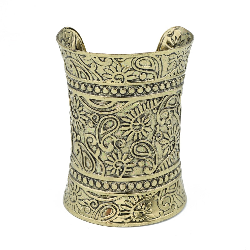 Dayoff 30 Styles European Punk Big Wide Cuff Bracelet for Women Men Open Ajustable Carved Flower Snake Animal Bangle Jewelry