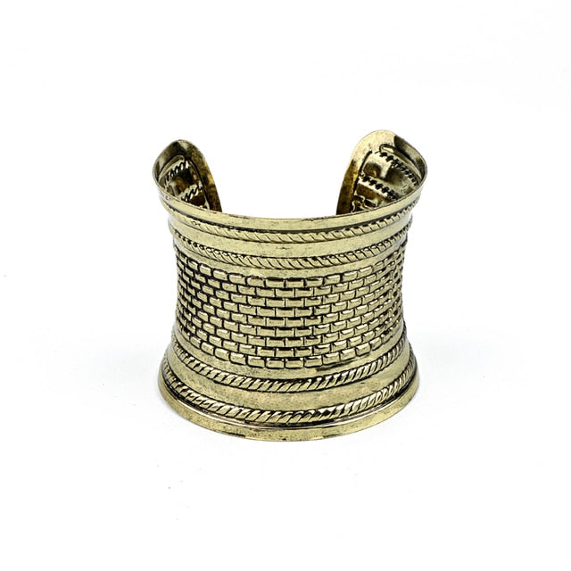 Dayoff 30 Styles European Punk Big Wide Cuff Bracelet for Women Men Open Ajustable Carved Flower Snake Animal Bangle Jewelry