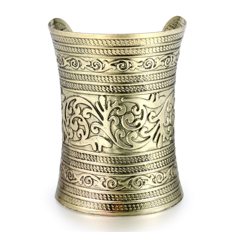 Dayoff 30 Styles European Punk Big Wide Cuff Bracelet for Women Men Open Ajustable Carved Flower Snake Animal Bangle Jewelry