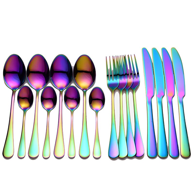 Tablewellware Golden Cutlery Fork Spoon Knife Set Golden Tableware Stainless Steel Cutlery Golden Fork Spoon Dinnerware Set