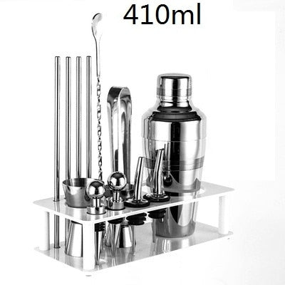 Cocktail Shaker Bar Gushiraho Plactic & Wood Holder Stainless Steel Umuringa washyizweho Cocktail Shaker Bartender mushakishaKit Bars Gushiraho Ibikoresho