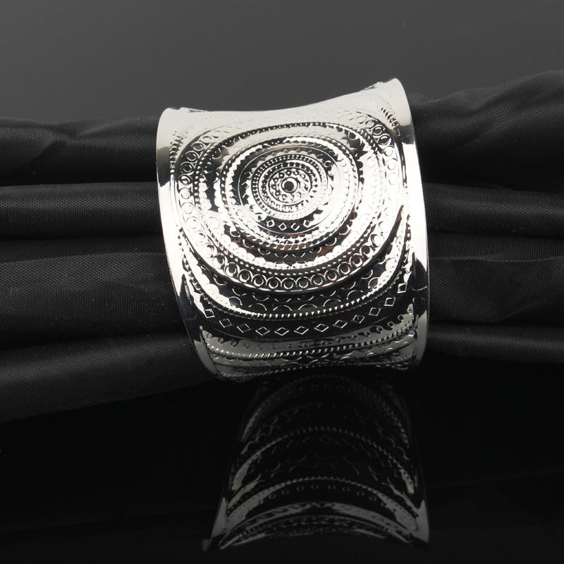 Dayoff 30 Styles European Punk Big Wide Cuff Bracelet for Women Men Open Ajustable Carved Flower Snake Animal Bangle Jewelry