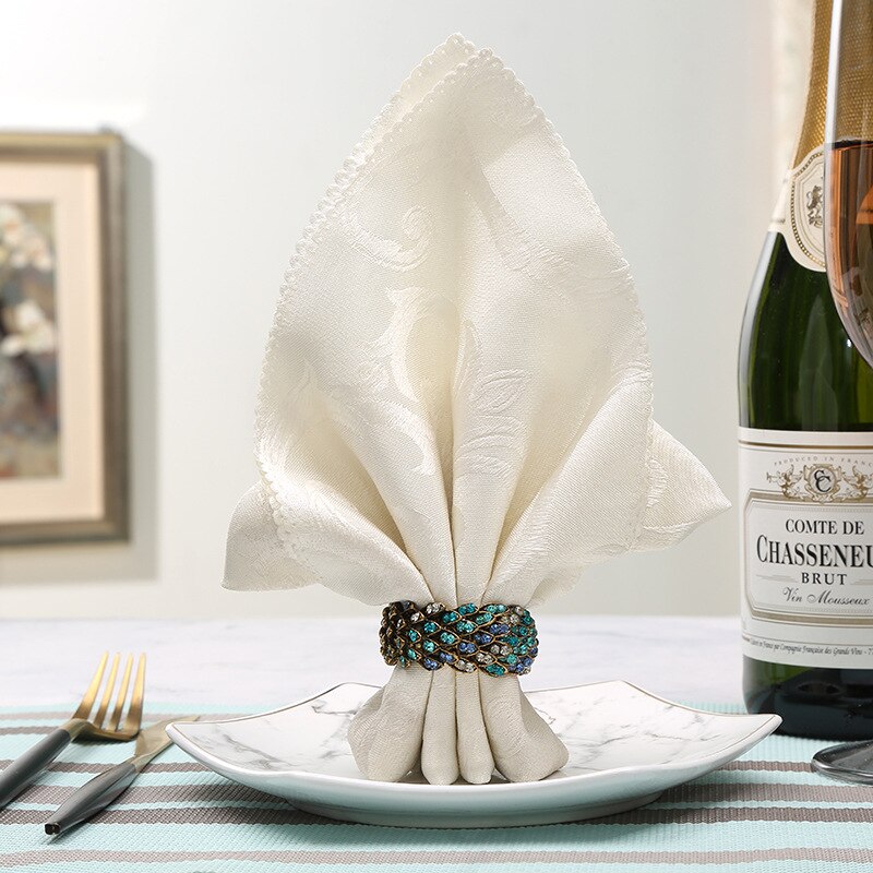 10pcs Kurema zinc alloy ubururu rhinestone napkin buckle hoteri agasanduku kumeza kumitako impeta