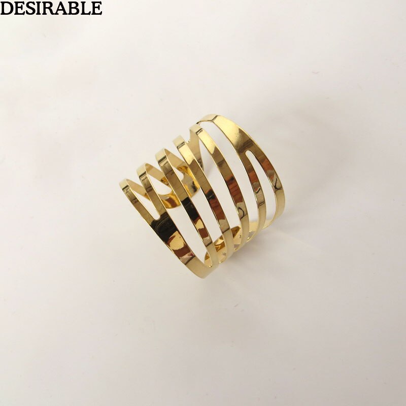 12Pcs/Set Metal Napkin Rings Hotel Banquet Dinner Table Decoration Supplies Party Tableware Serviette Holder Gold Napkin Buckle