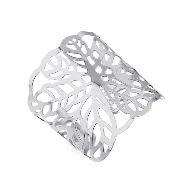 Dayoff 30 Styles European Punk Big Wide Cuff Bracelet for Women Men Open Ajustable Carved Flower Snake Animal Bangle Jewelry
