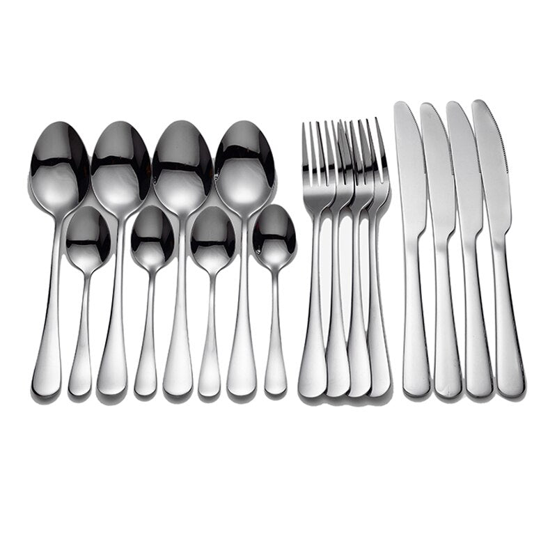 Tablewellware Golden Cutlery Fork Spoon Knife Set Golden Tableware Stainless Steel Cutlery Golden Fork Spoon Dinnerware Set