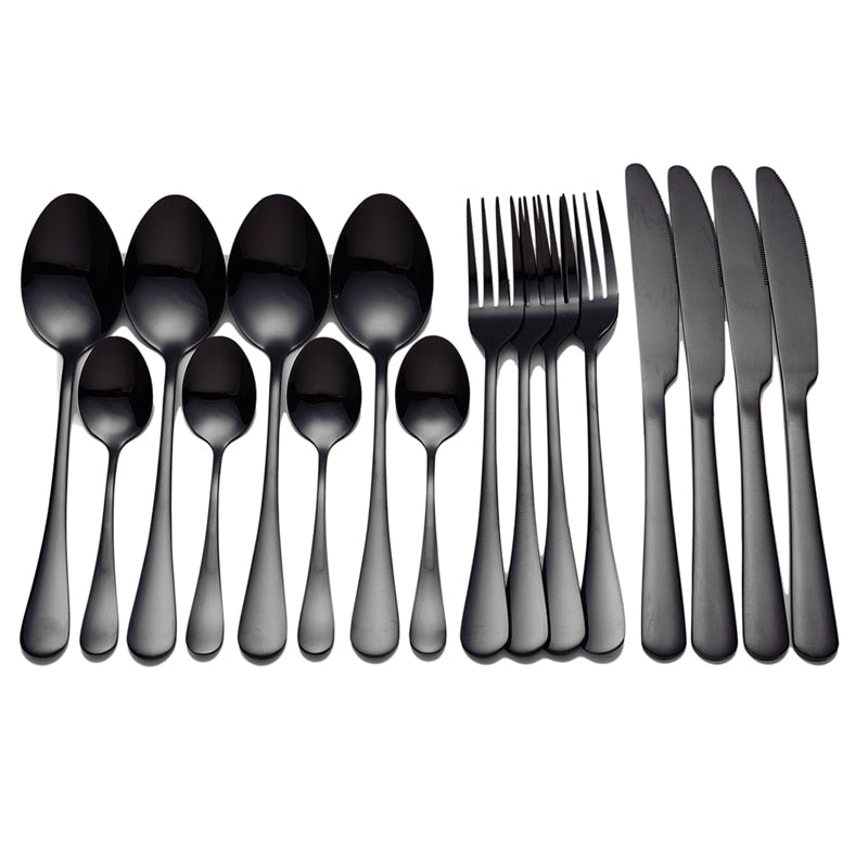 Tablewellware Golden Cutlery Fork Spoon Knife Set Golden Tableware Stainless Steel Cutlery Golden Fork Spoon Dinnerware Set