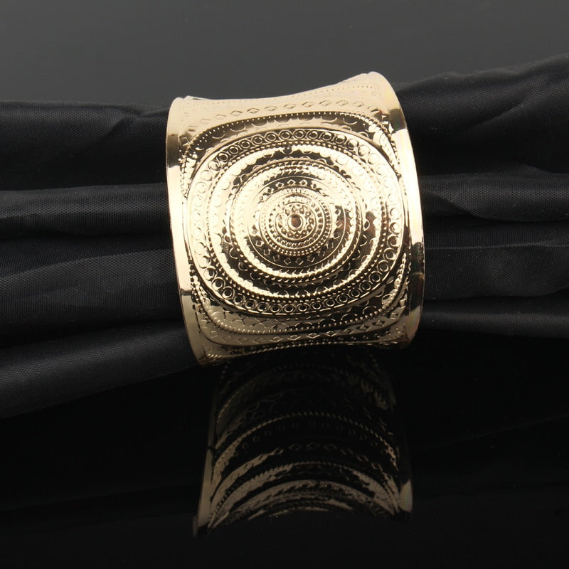 Dayoff 30 Styles European Punk Big Wide Cuff Bracelet for Women Men Open Ajustable Carved Flower Snake Animal Bangle Jewelry