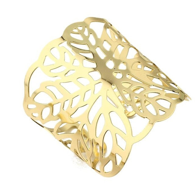 Dayoff 30 Styles European Punk Big Wide Cuff Bracelet for Women Men Open Ajustable Carved Flower Snake Animal Bangle Jewelry