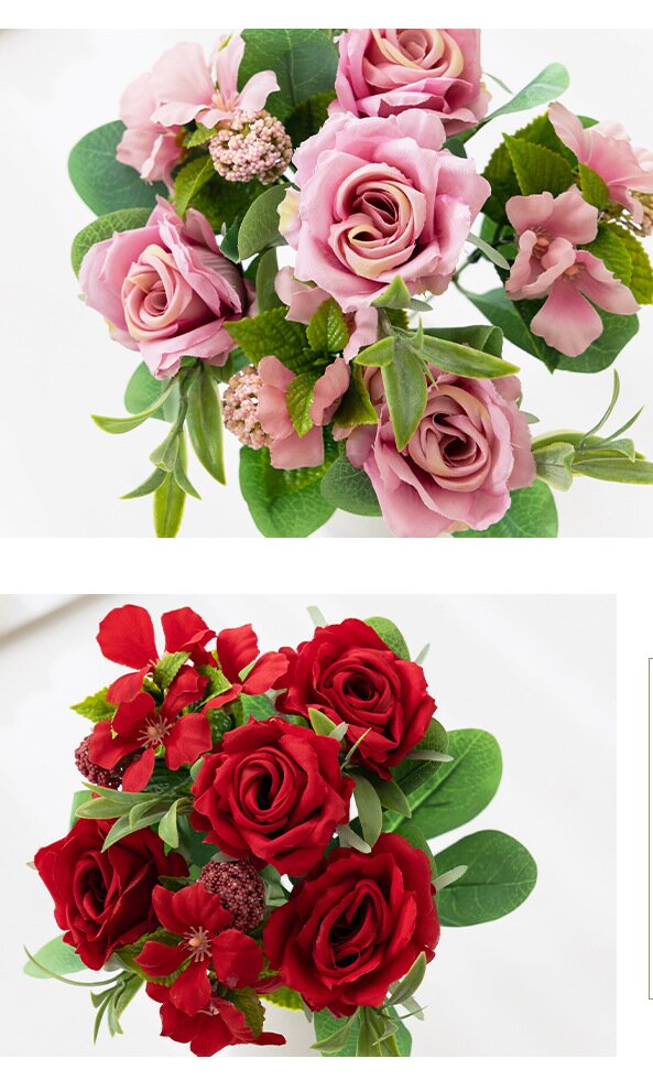Rose Artificial Flower7 branches rose Fake Flower for Wedding Decoration Flowers Home Garden Decor