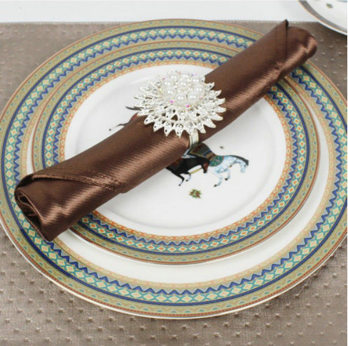 Royal Satin Napkins 20x20 Inch Wedding Napkins, Scalloped Elegant Dinner Napkins Square Table Napkins Decor, Silky Satin Cloth Napkins for Restaurant Banquet Graduation Party