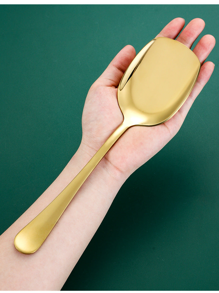 Thicken Kitchen Dinner Dish Soup Rice Western Restaurant Bar Public Spoon Large Stainless Steel Round Head Buffet Serving Spoon