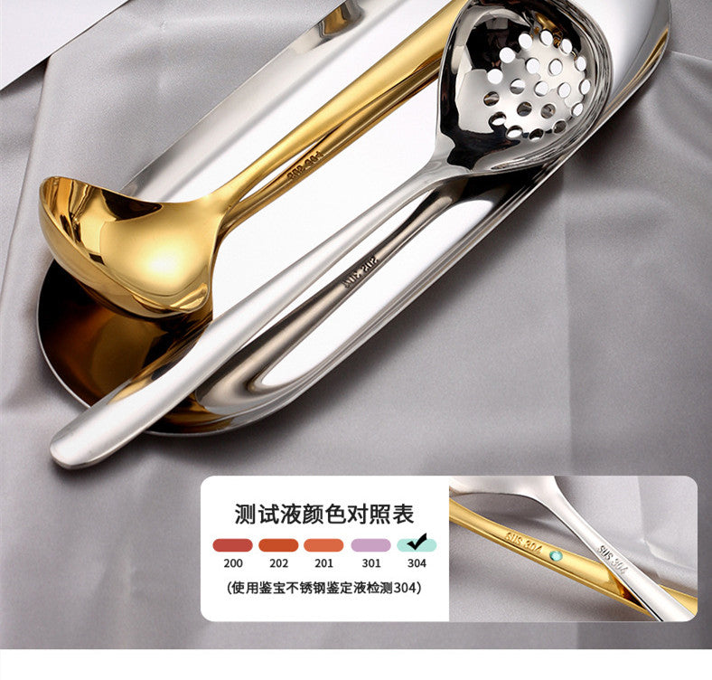 Korean Long Handle Deepen Soup Spoon Colander Stainless Steel Buffet Serving Tableware Home Tablespoons Cooking Utensils