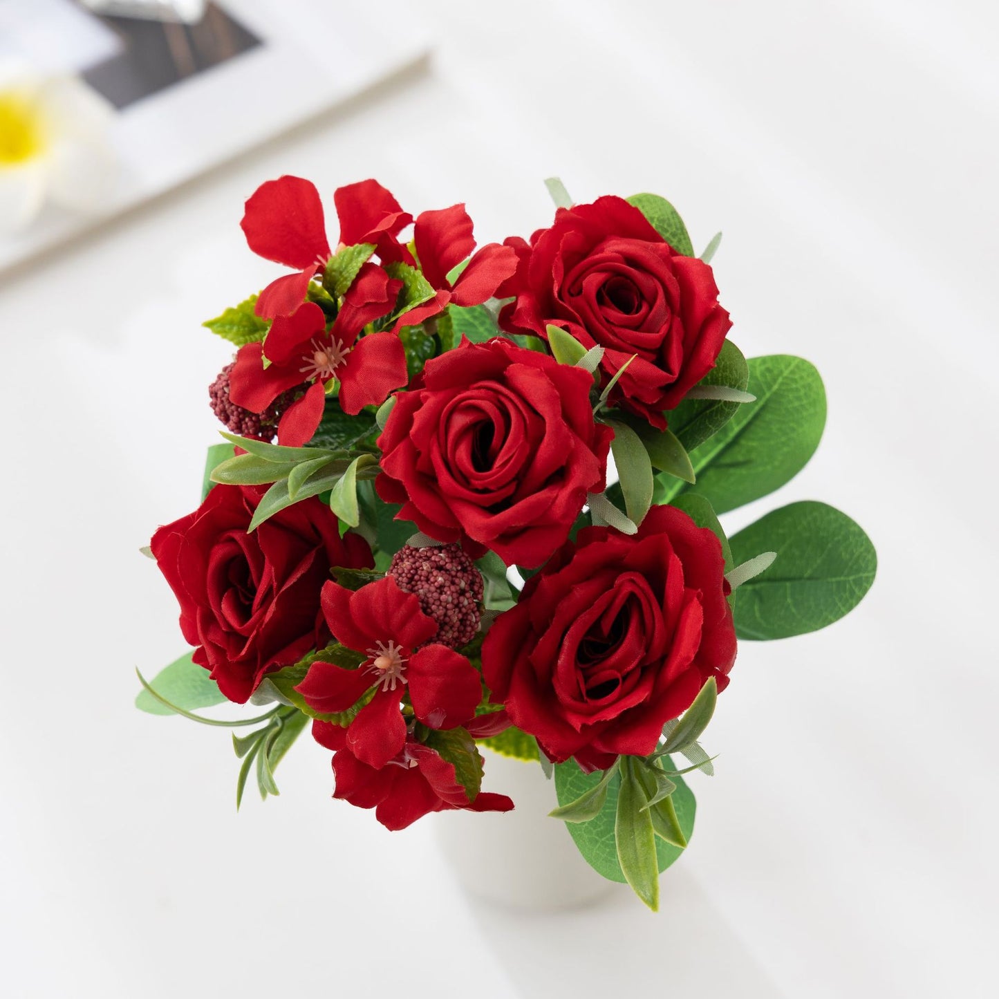Rose Artificial Flower7 branches rose Fake Flower for Wedding Decoration Flowers Home Garden Decor