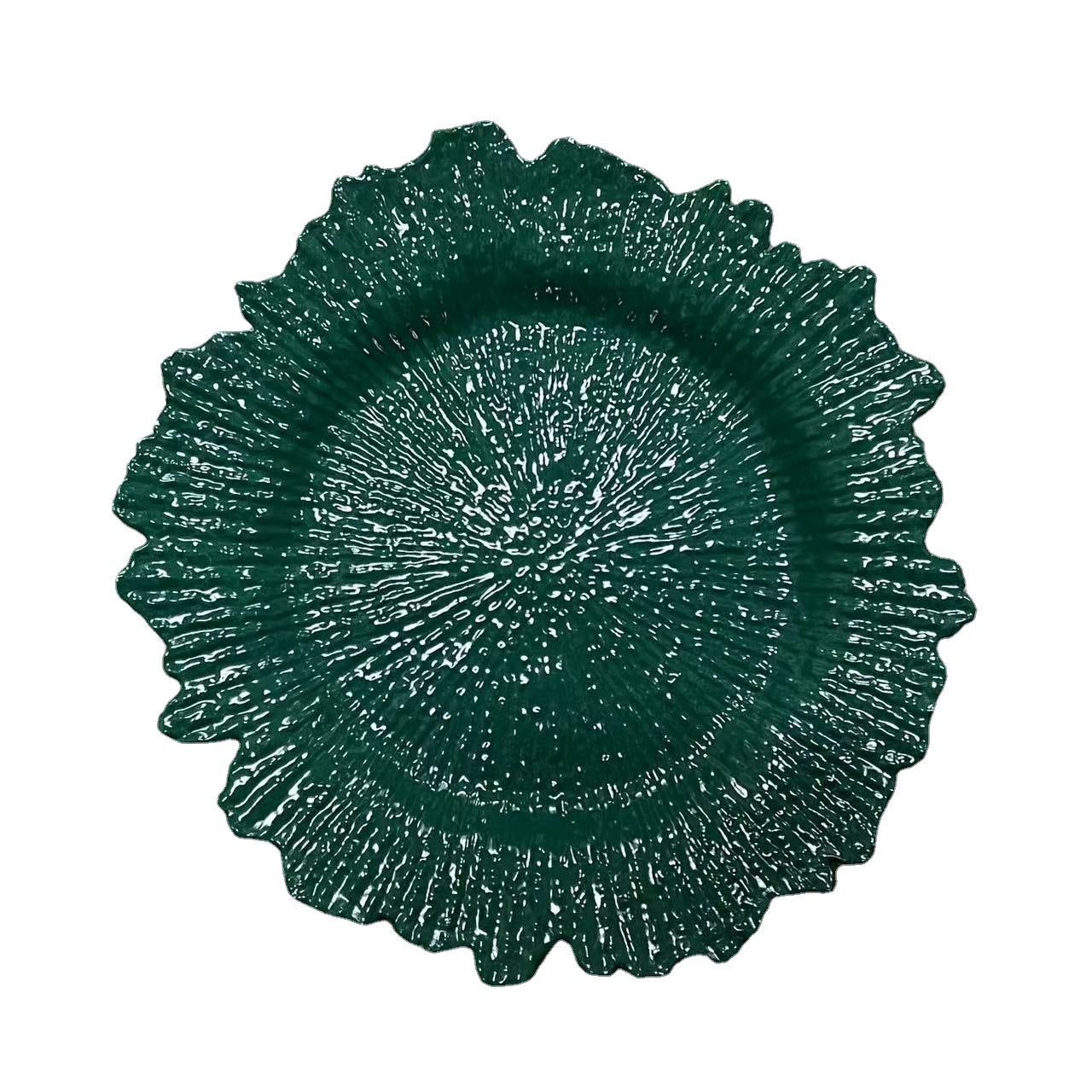 Uniquelina vente en gros assiettes de chargeur à bord rond en plastique de 13 pouces assiettes de chargeur en plastique doré de récif rond doré pour le dîner, le mariage, la fête, la décoration d'événements.