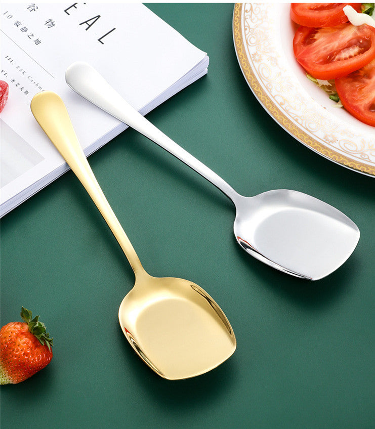 Thicken Kitchen Dinner Dish Soup Rice Western Restaurant Bar Public Spoon Large Stainless Steel Round Head Buffet Serving Spoon