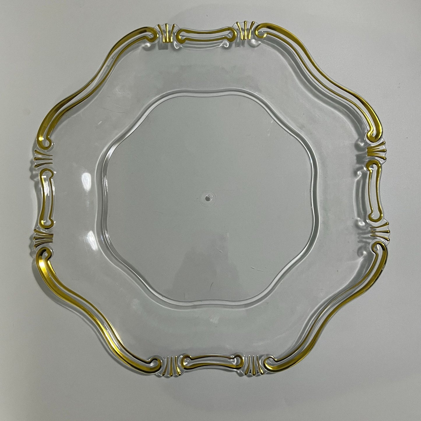 uniquelina 13inch Round plastic Gold Rim Charger Plates Charger Plates for Dinner,Wedding,Party,Event Decoration.