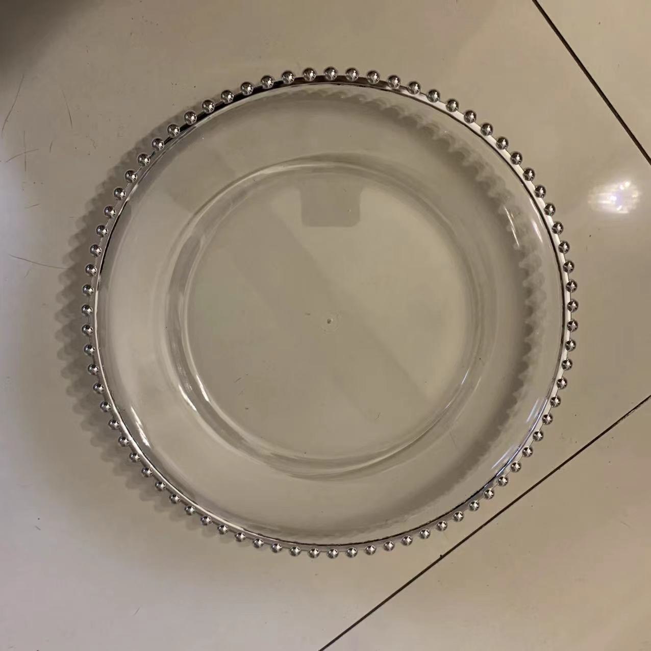 13inch Round plastic Rim Charger Plates Gold Round Reef plastic Charger Plates for Dinner,Wedding,Party,Event Decoration.