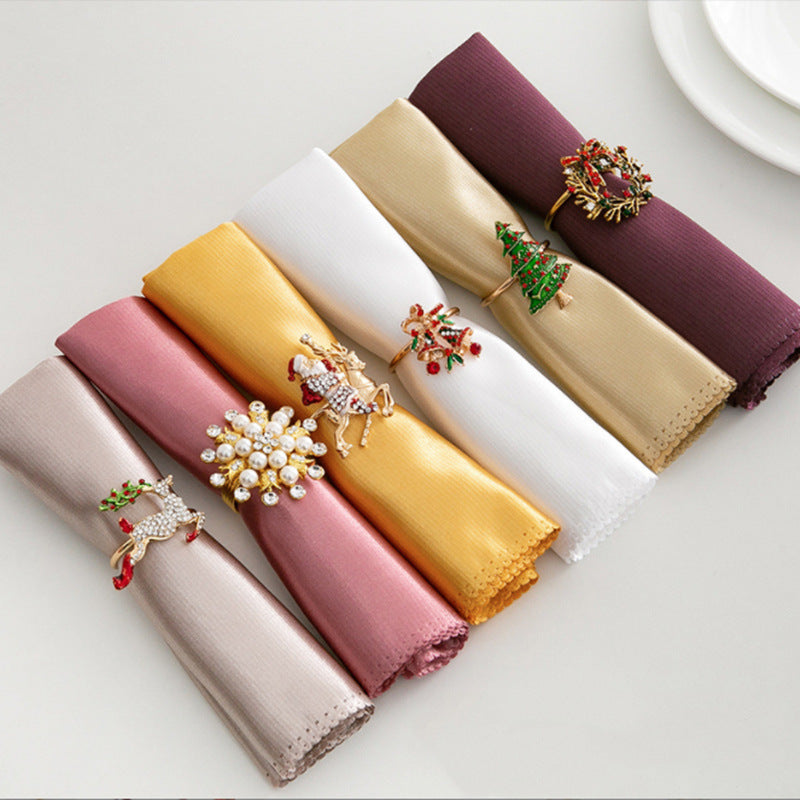 Royal Satin Napkins 20x20 Inch Wedding Napkins, Scalloped Elegant Dinner Napkins Square Table Napkins Decor, Silky Satin Cloth Napkins for Restaurant Banquet Graduation Party