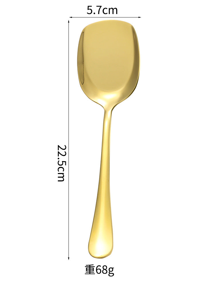 Thicken Kitchen Dinner Dish Soup Rice Western Restaurant Bar Public Spoon Large Stainless Steel Round Head Buffet Serving Spoon