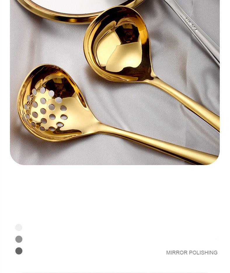 Korean Long Handle Deepen Soup Spoon Colander Stainless Steel Buffet Serving Tableware Home Tablespoons Cooking Utensils