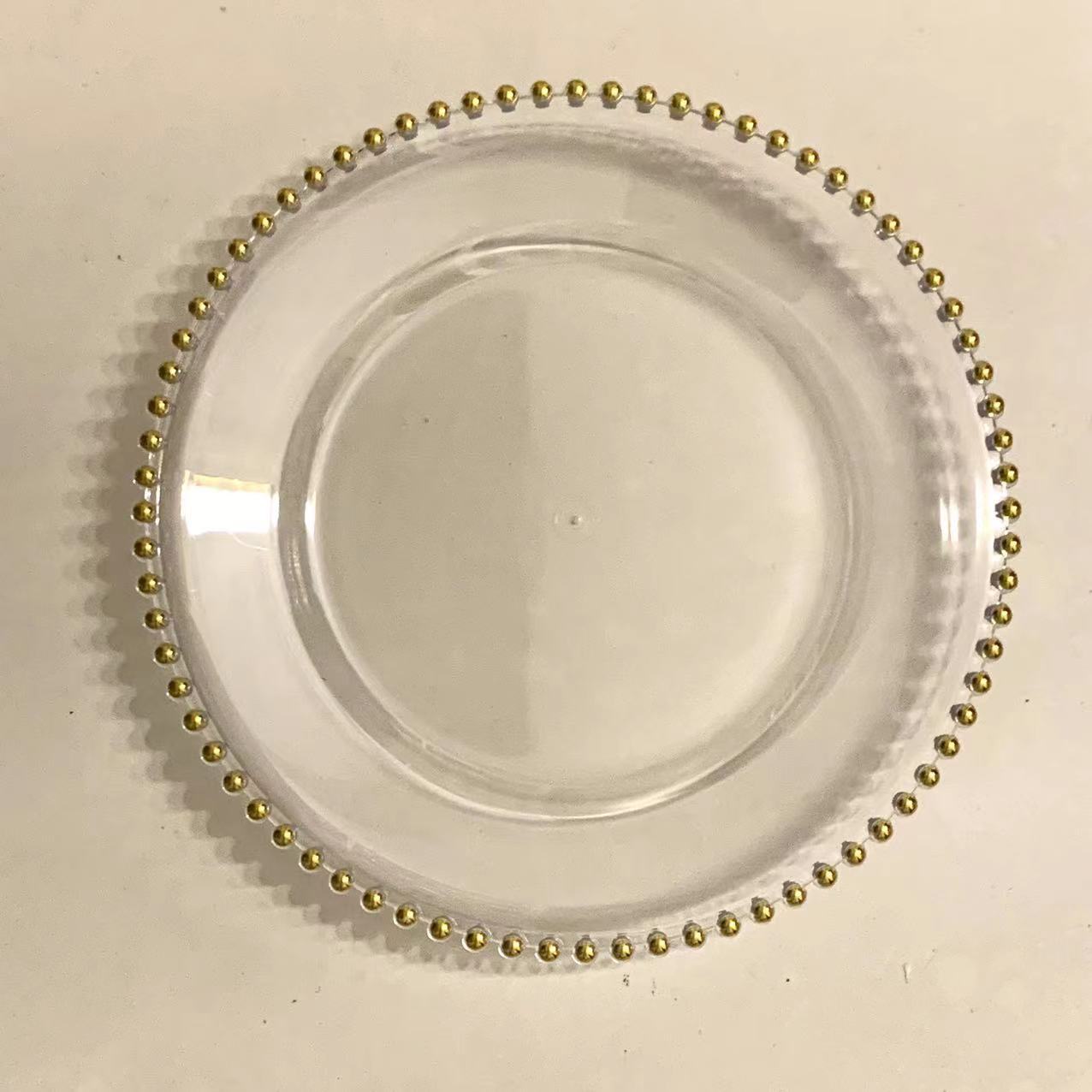 13inch Round plastic Rim Charger Plates Gold Round Reef plastic Charger Plates for Dinner,Wedding,Party,Event Decoration.