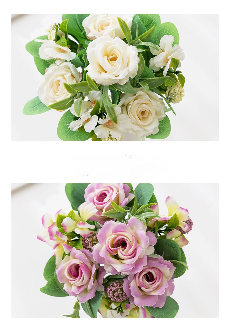 Rose Artificial Flower7 branches rose Fake Flower for Wedding Decoration Flowers Home Garden Decor