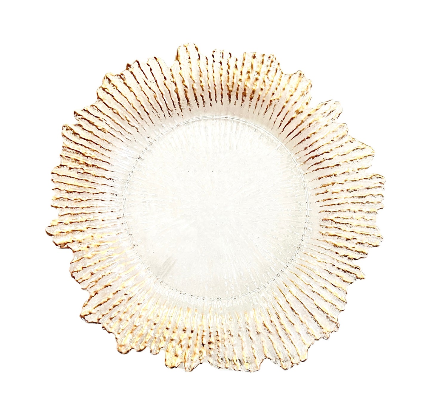 Uniquelina vente en gros assiettes de chargeur à bord rond en plastique de 13 pouces assiettes de chargeur en plastique doré de récif rond doré pour le dîner, le mariage, la fête, la décoration d'événements.