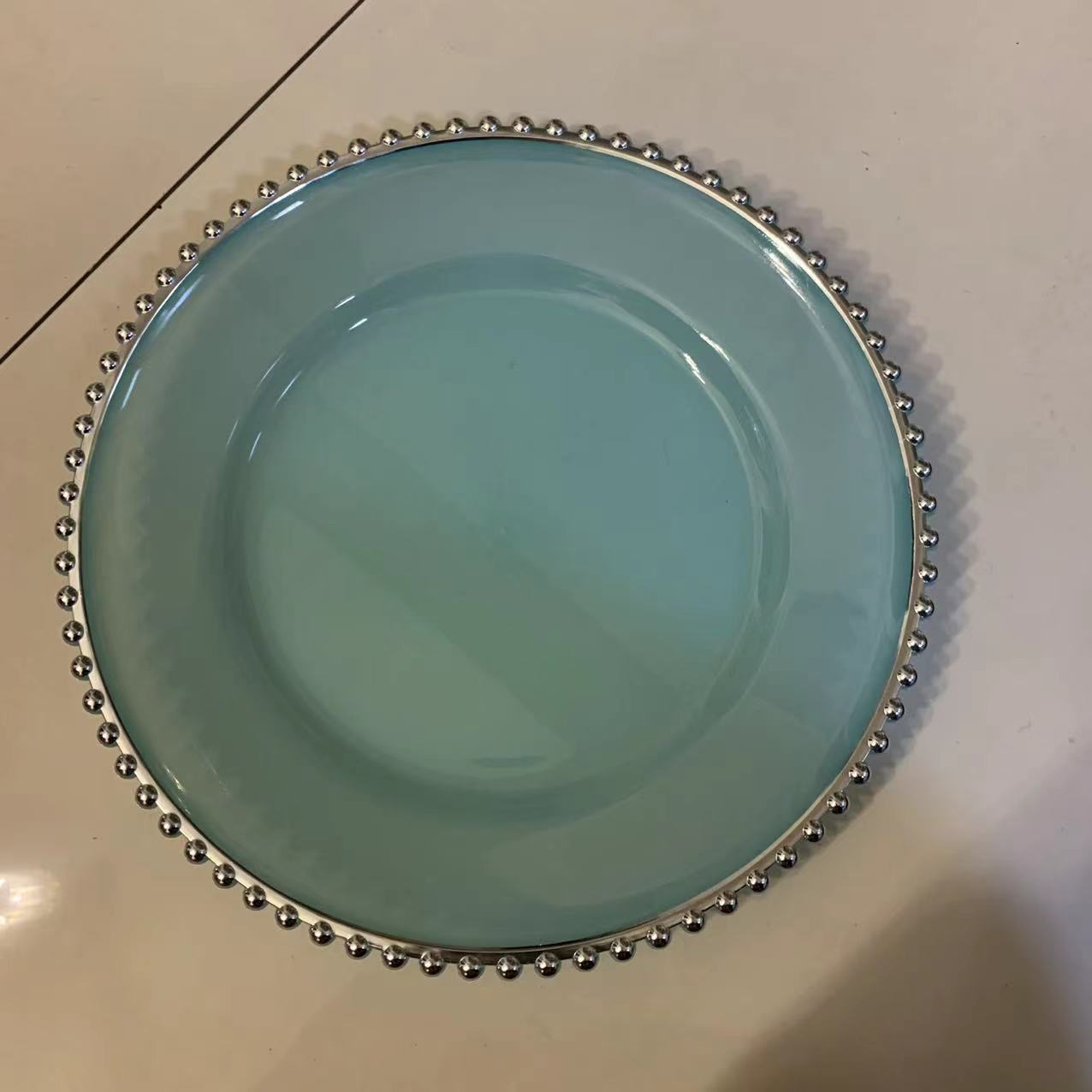 13inch Round plastic Rim Charger Plates Gold Round Reef plastic Charger Plates for Dinner,Wedding,Party,Event Decoration.