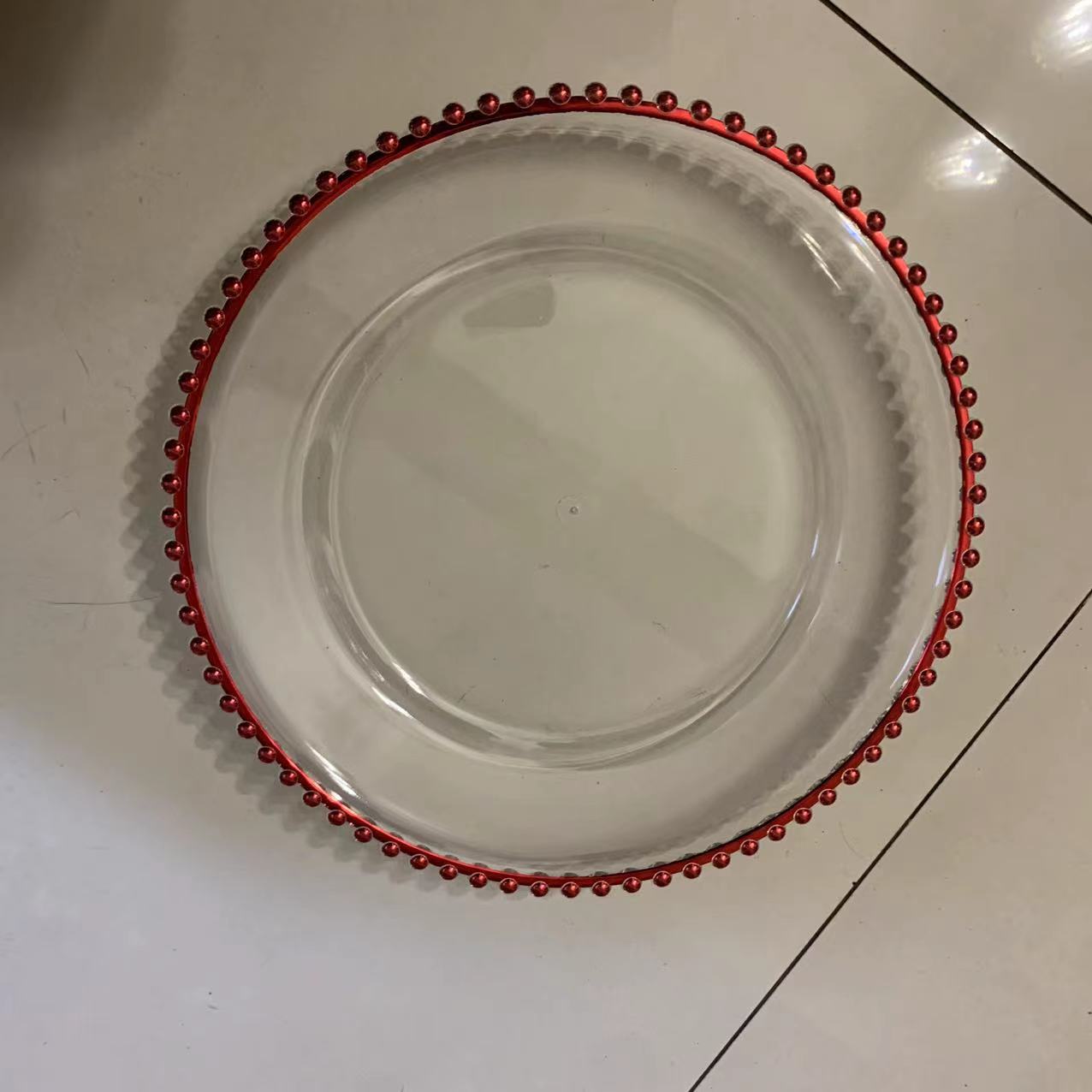 13inch Round plastic Rim Charger Plates Gold Round Reef plastic Charger Plates for Dinner,Wedding,Party,Event Decoration.